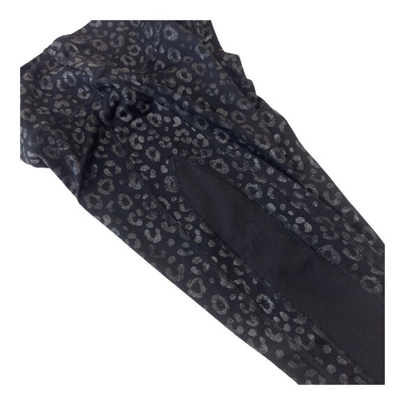 Victoria Sport Women SZ XS Black Leopard Print Leggings-Mesh Sides-Gym Yoga Comf - Picture 4 of 12